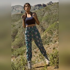 Free People Blue and Green, The Way Home Printed Joggers, NWOT, Size M